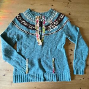 ❆ Vintage Free People Embroidered Tunic Sweater ❆